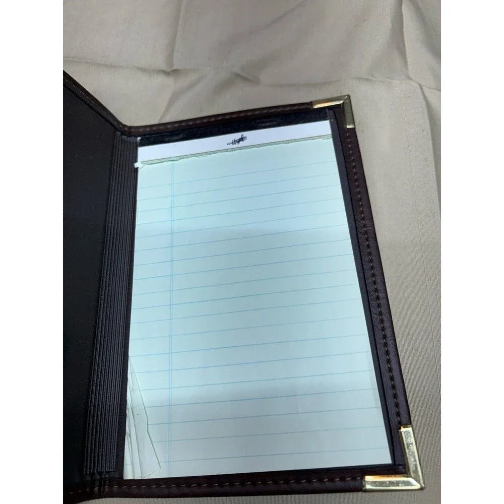 Vintage Hazel USA Leather Padfolio Brown Portfolio Gold Corners Junior Legal